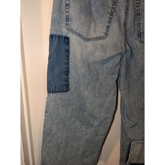Empyre Pants Mens 30x24 Blue Patchwork Relax Straight Skate Y2K Jeans Bottoms - Picture 14 of 15